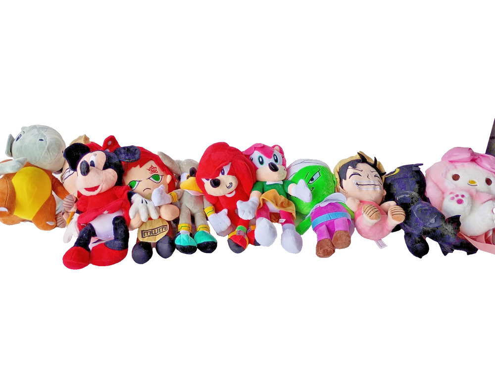 Lot of 11 Character Plush Toys Disney Sonic Naruto Anime Sanrio Mixed Stuffed An